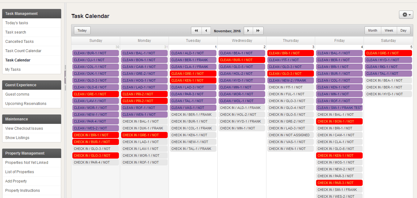 Task Calendar view