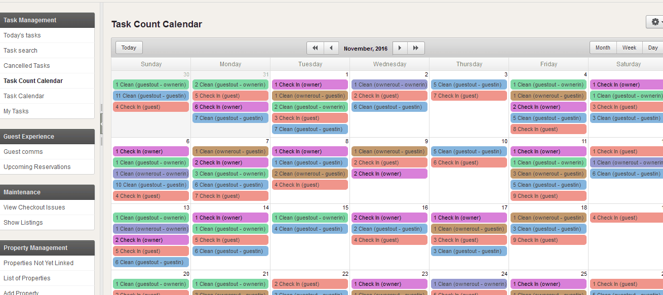 Task Count Calendar report
