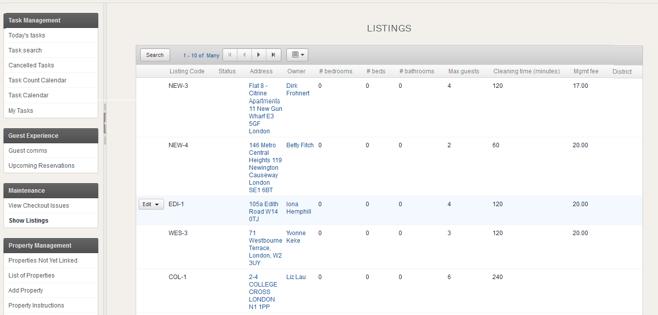 View listings with full sidebar
